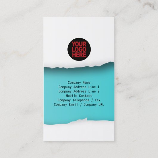 Carte de visite cyan en papier déchiré (Dos)