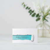 Carte de visite cyan en papier déchiré (Debout devant)