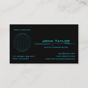 Carte De Visite Cyber bleu au néon de sphère