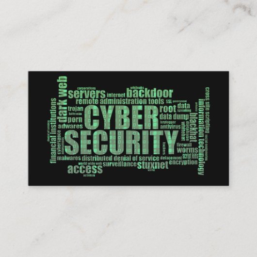Carte De Visite Cyber Sécurité Analyste Professionnel Binary Green (Devant)