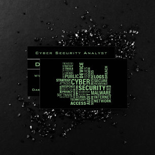 Carte De Visite Cyber Sécurité Analyste Professionnel Noir Vert