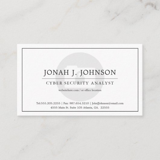 Carte De Visite Cyber Security | Minimal Locked File Folder (Devant)