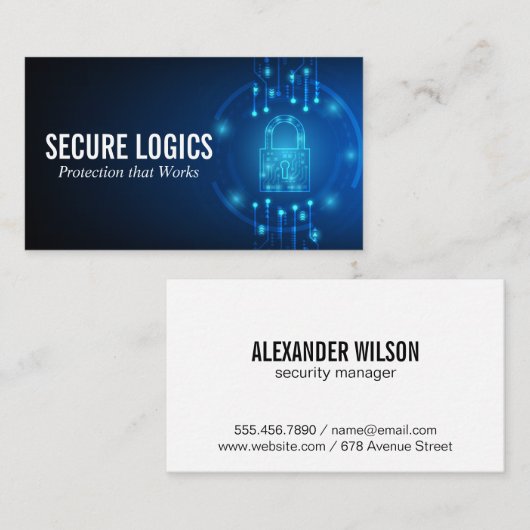Carte De Visite Cyber verrou | Sécurité technique (Devant / Derrière)