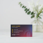 Carte De Visite Cybersécurité | Orange foncé futuriste (Debout devant)