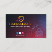 Carte De Visite Cybersécurité | Orange foncé futuriste (Dos)