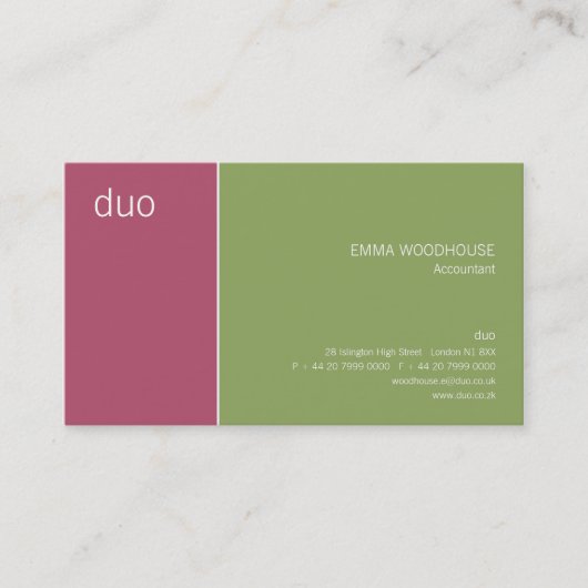 Carte De Visite Cyclamen rose et vert de duo (Devant)