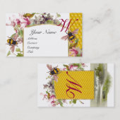 Carte De Visite Cyclamens, Abeilles de miel, Abeille, Monogramme a (Devant / Derrière)