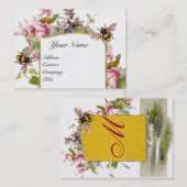 Carte De Visite Cyclamens, Abeilles de miel, Abeille, Monogramme a (Devant / Derrière)