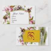 Carte De Visite Cyclamens, Abeilles de miel, Abeille, Monogramme a (Devant / Derrière)