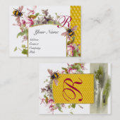 Carte De Visite Cyclamens, Abeilles de miel, Abeille, Monogramme a (Devant / Derrière)