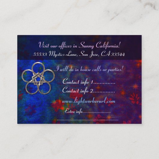 Carte De Visite Cycles 3D Goddess Worship MEDIUM PSYCHIC LIGHTWORK (Dos)