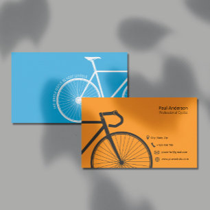 Carte De Visite Cycliste professionnel orange et bleu