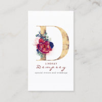 D Monogram Burgundy Gold et Navy Blue Floral
