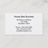 Carte de visite d'abeille de miel (Dos)