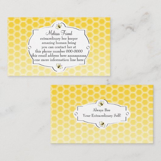 Carte de visite d'abeille doux (Devant / Derrière)