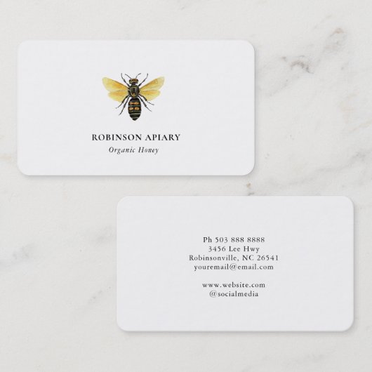 Carte de visite d'abeille Vintage simple (Devant / Derrière)