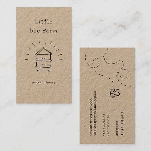 carte de visite d'abeilles à doodle rustique (Devant / Derrière)