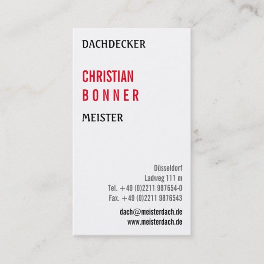 Carte De Visite Dachdecker Visitenkarten (Devant)