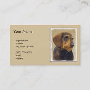 Carte De Visite Dachshund (À poils durs) Peinture Dog Art origina