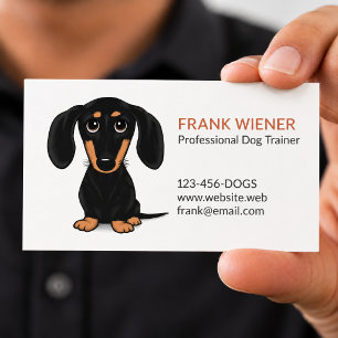 Carte De Visite Dachshund noir et feu Chien de dessin animé Doxi