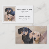 Carte De Visite Dachshund (Smooth) Peinture - Art Chien original (Devant / Derrière)