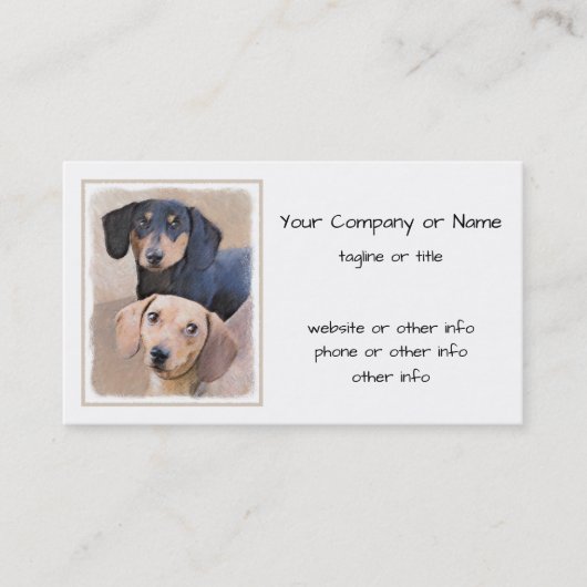 Carte De Visite Dachshund (Smooth) Peinture - Art Chien original (Devant)
