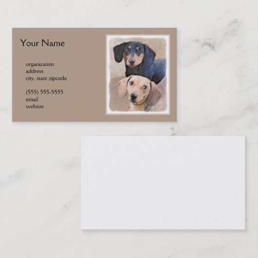 Carte De Visite Dachshund (Smooth) Peinture - Art Chien original (Devant / Derrière)