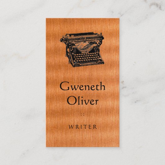 Carte De Visite Dactylographiez la machine d'écriture sur la (Devant)