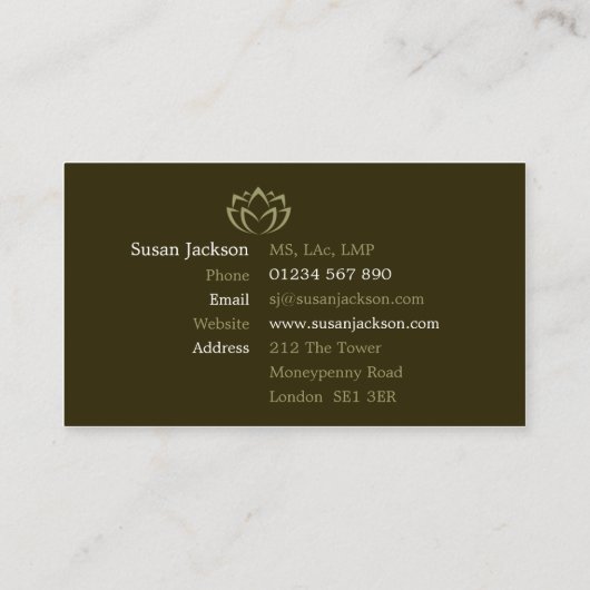 Carte de visite d'acuponcture (Dos)