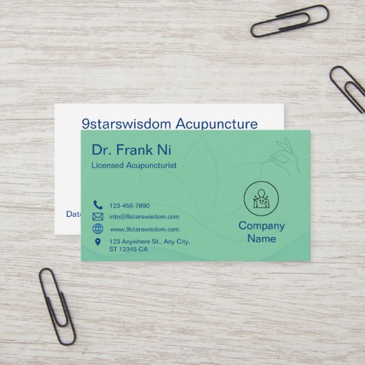 Carte de visite d'acupuncture Carte de visite de (Devant/Arrière en situation)