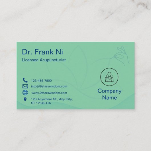 Carte de visite d'acupuncture Carte de visite de (Devant)
