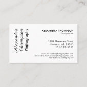 Carte de visite d'affaires de photographe en noir  (Dos)