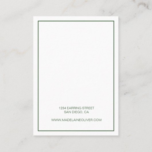 Carte de visite d'affichage de l'oreille verte de  (Dos)