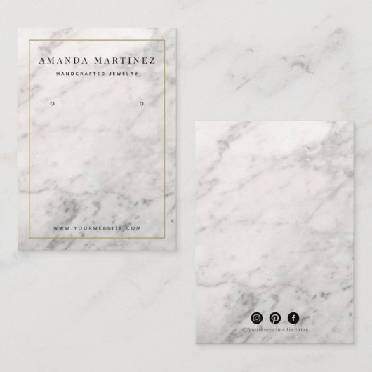 Carte de visite d'affichage d'oreille Marbre blanc (Devant / Derrière)