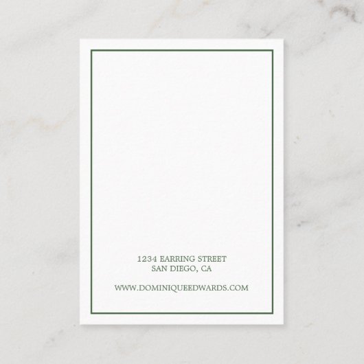 Carte de visite d'affichage du collier vert Palm T (Dos)