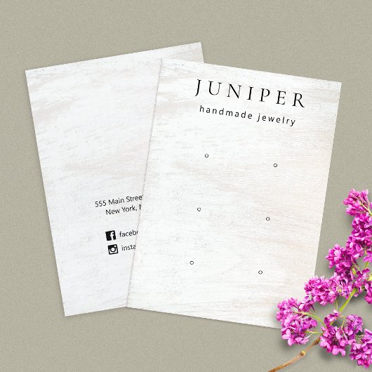 carte de visite d'affichage en bois blanc 3 trous