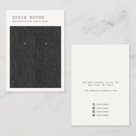 Carte de visite d'affichage moderne en bois noir (Devant / Derrière)