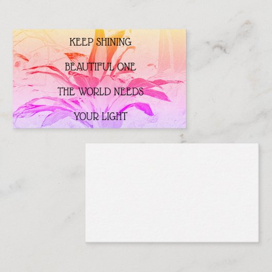 Carte de visite d'Affirmation - Entrer le cadeau P (Devant / Derrière)