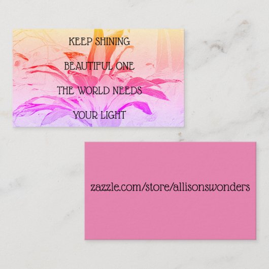 Carte de visite d'Affirmation - Insertion de cadea (Devant / Derrière)