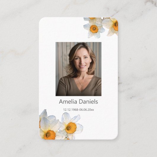 Carte De Visite Daffodil Funeral Prayer Card  (Devant)