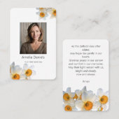 Carte De Visite Daffodil Funeral Prayer Card  (Devant / Derrière)