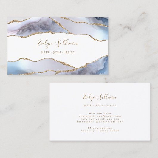 carte de visite d'agate bleu blanc (Devant / Derrière)