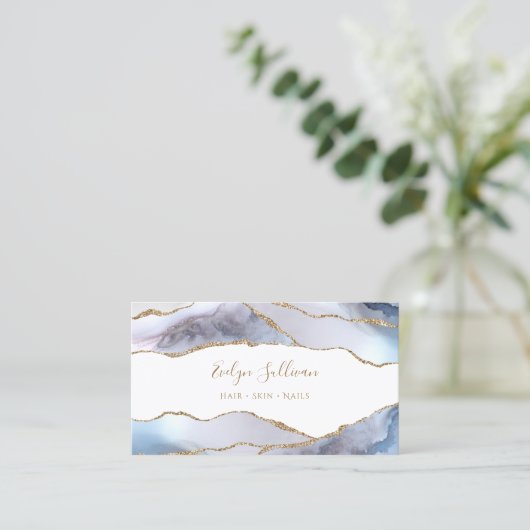 carte de visite d'agate bleu blanc (Debout devant)