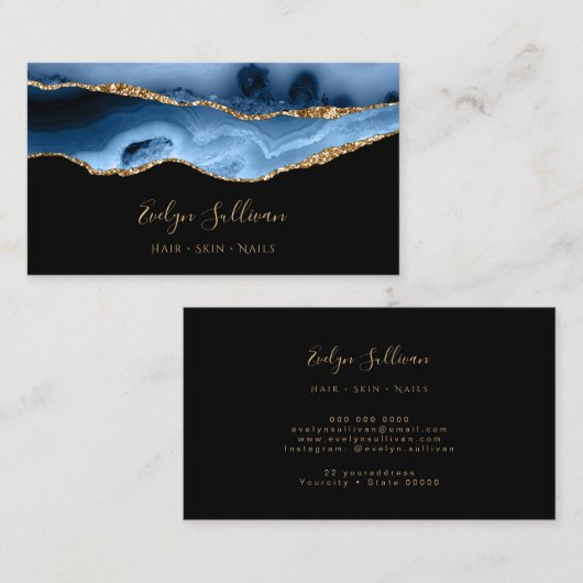 carte de visite d'agate bleu brillant (Devant / Derrière)