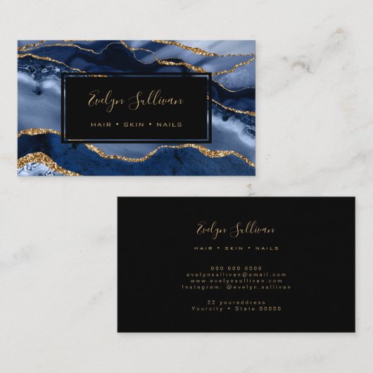 carte de visite d'agate bleu clair (Devant / Derrière)