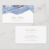 Carte de visite d'agate bleu fleur (Devant / Derrière)