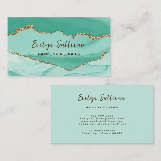 carte de visite d'agate d'eau et d'or (Devant / Derrière)