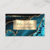 Carte de visite d'agate d'huile Turquoise et Gold (Devant)