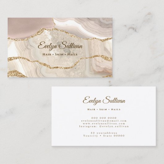 Carte de visite d'agate d'ivoire (Devant / Derrière)