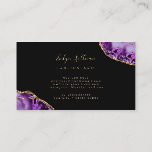 Carte de visite d'agate d'or violet (Dos)